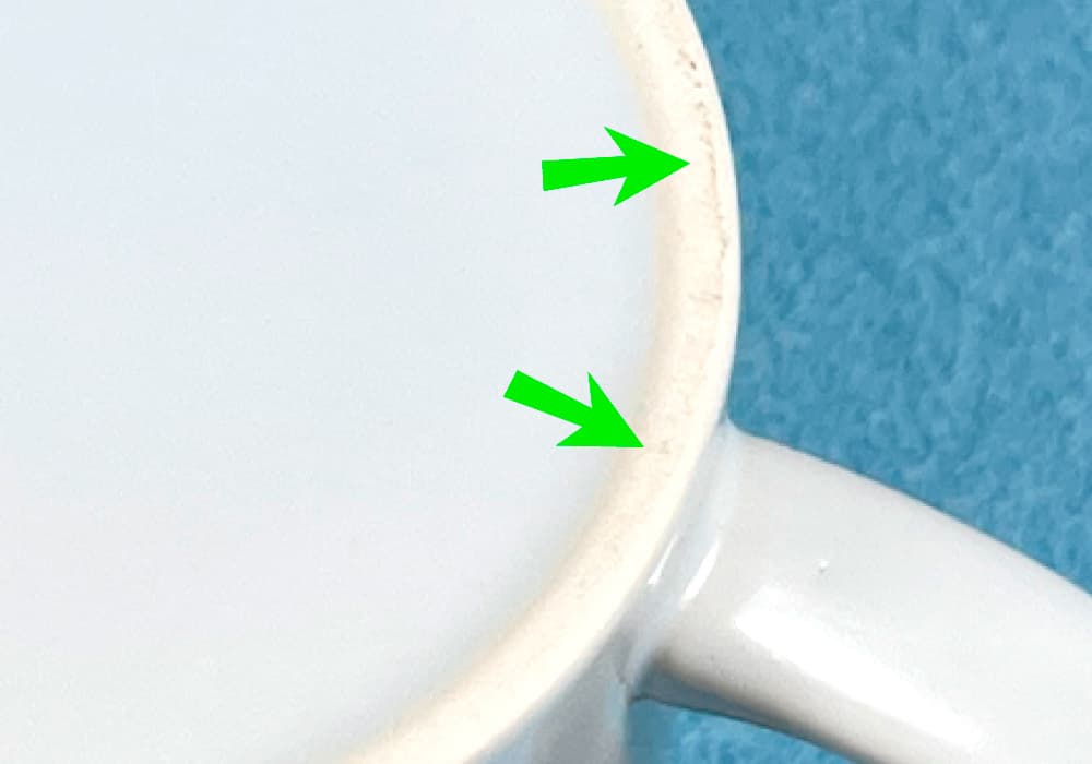 マグ底面の僅かな凹み・カケ・スレ汚れ